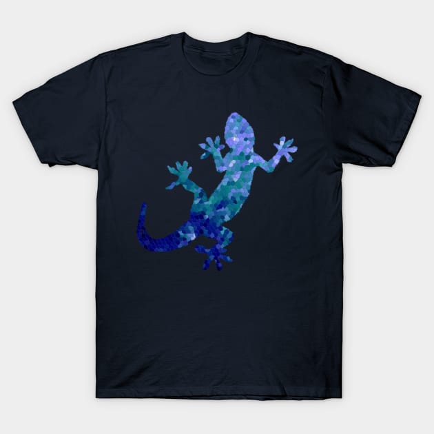 Deep Blue Mosaic Lizard T-Shirt by soitwouldseem